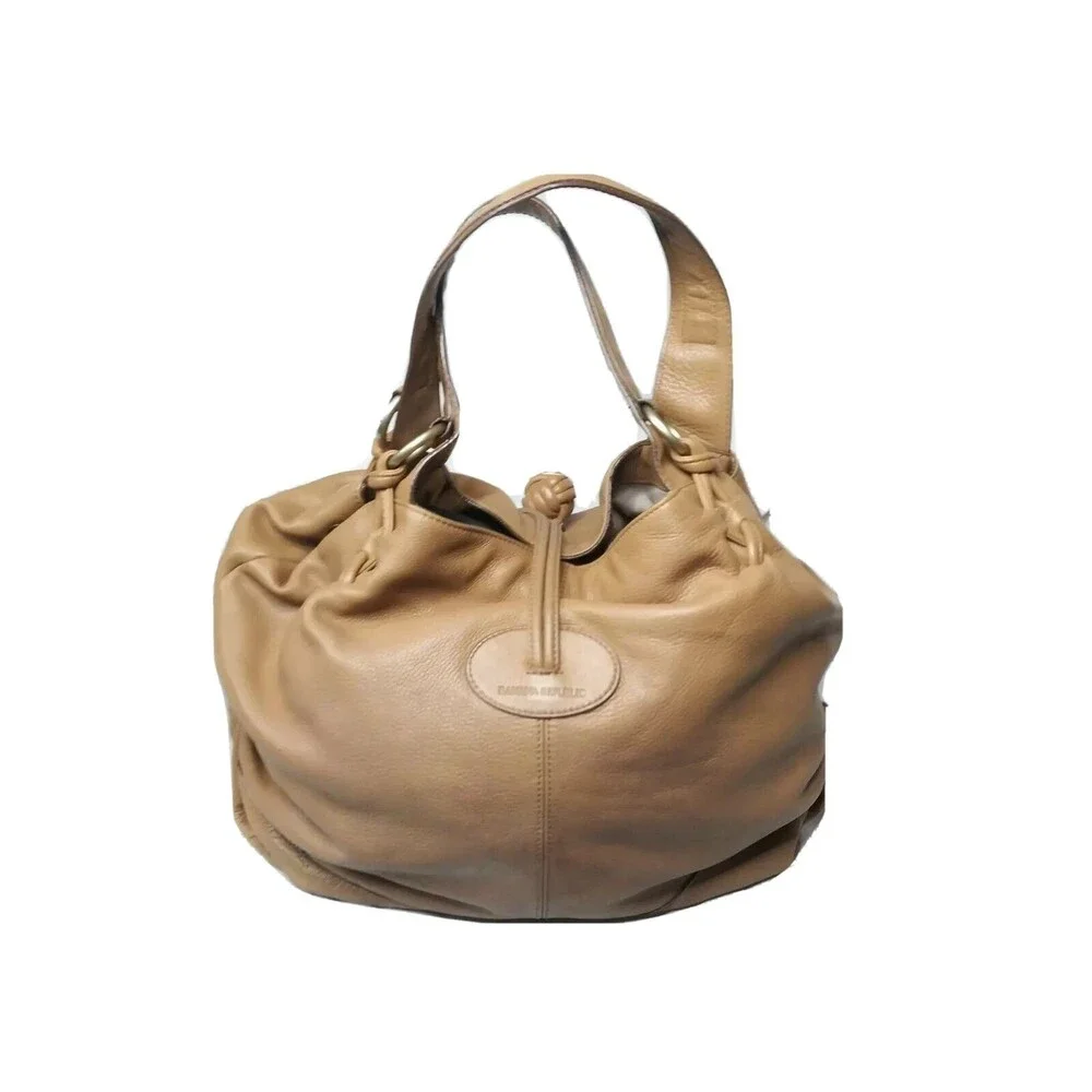Banana Republic Large Leather Handbag Satchel Boho Tote Tan